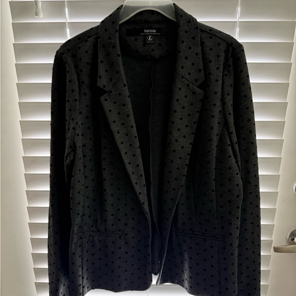 Kensie Charcoal and Black Dot Knit Blazer